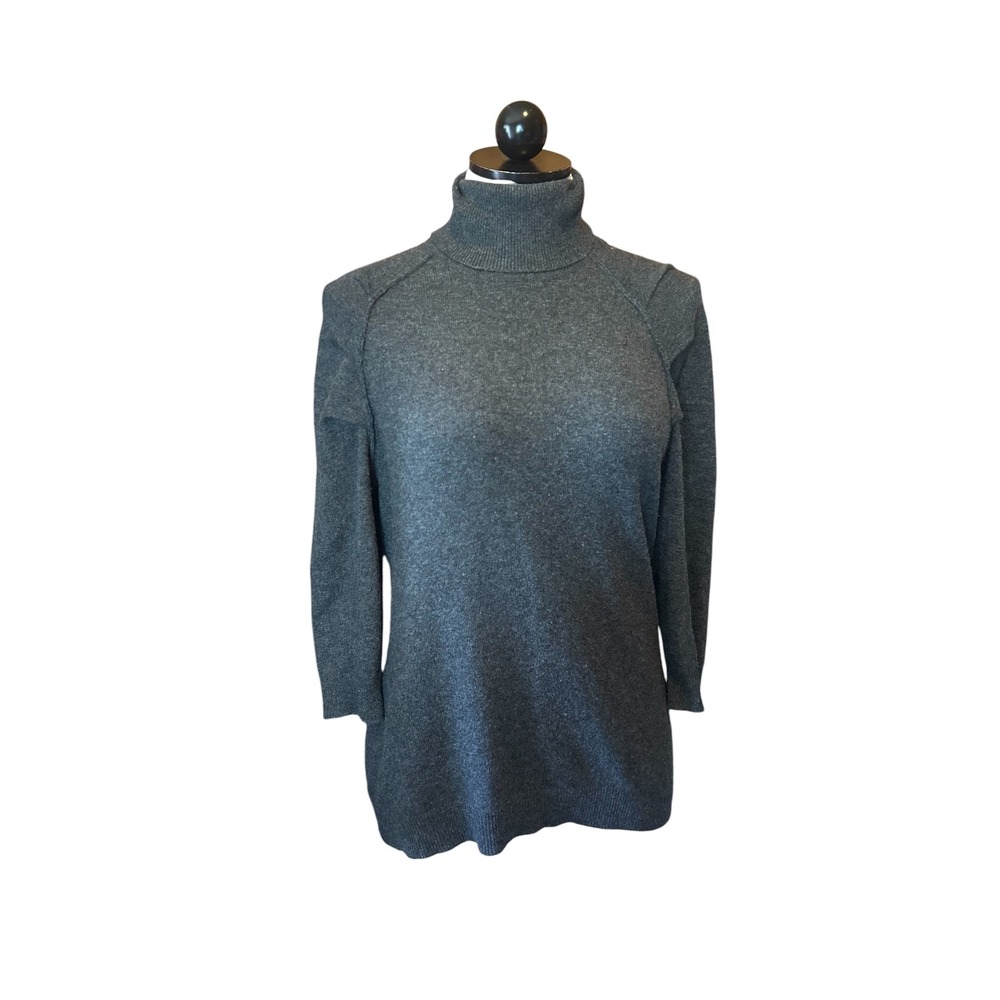 Doncaster Collection Charcoal Gray 100%‎ Cashmere Turtleneck Sweater Soft Sz M
